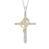 Thumbnail Image 1 of Previously Owned - 1/5 CT. T.W. Diamond Cross with Heart Pendant in 10K Two-Tone Gold