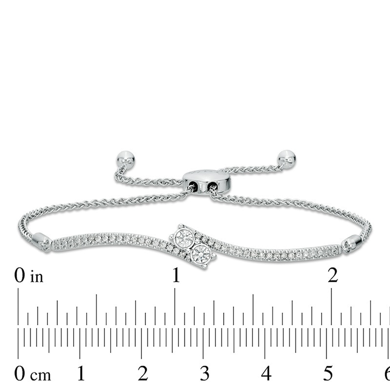 Main Image 3 of Previously Owned - Ever Us® 1/3 CT. T.W. Two-Stone Diamond Bypass Bolo Bracelet in 14K White Gold - 9.5"