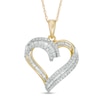 Thumbnail Image 1 of Previously Owned - 1/2 CT. T.W. Baguette-Cut and Round Diamond Heart Pendant in 10K Gold