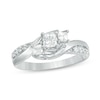 Thumbnail Image 0 of Previously Owned - 1/2 CT. T.W. Princess-Cut Diamond Three Stone Swirl Ring in 14K White Gold