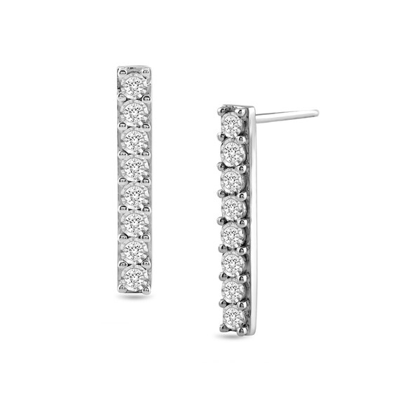 Previously Owned - 1/2 CT. T.W. Diamond Linear Bar Drop Earrings in 10K White Gold Previously Owned - 1/2 CT. T.W. Diamond Linear Bar Drop Earrings in 10K White Gold