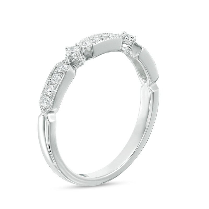Previously Owned - 1/5 CT. T.W. Diamond Art Deco Vintage-Style Band in 10K White Gold