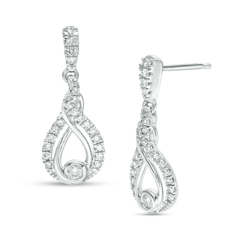Previously Owned - Interwoven™ 1/4 CT. T.W. Diamond Drop Earrings in 10K White Gold