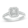 Thumbnail Image 1 of Previously Owned - 1/2 CT. T.W. Emerald-Cut Diamond Double Frame Engagement Ring in 14K White Gold