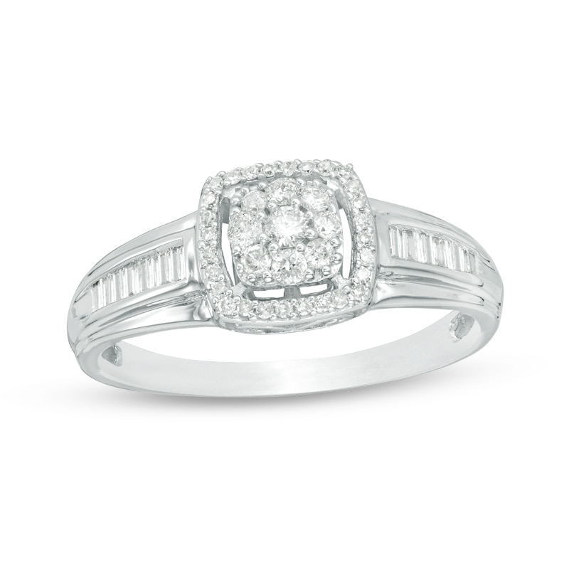 Previously Owned - 1/3 CT. T.W. Composite Diamond Cushion Frame Ring in 10K White Gold