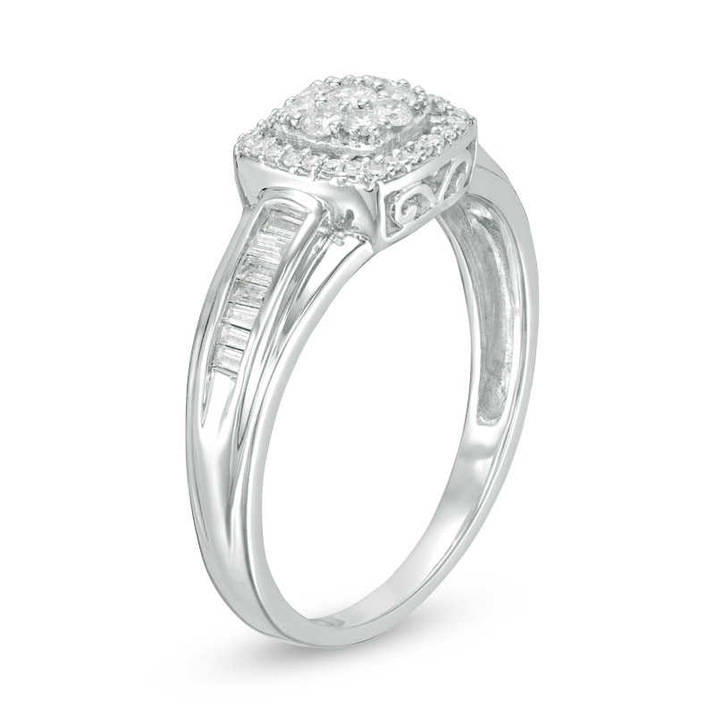 Previously Owned - 1/3 CT. T.W. Composite Diamond Cushion Frame Ring in 10K White Gold