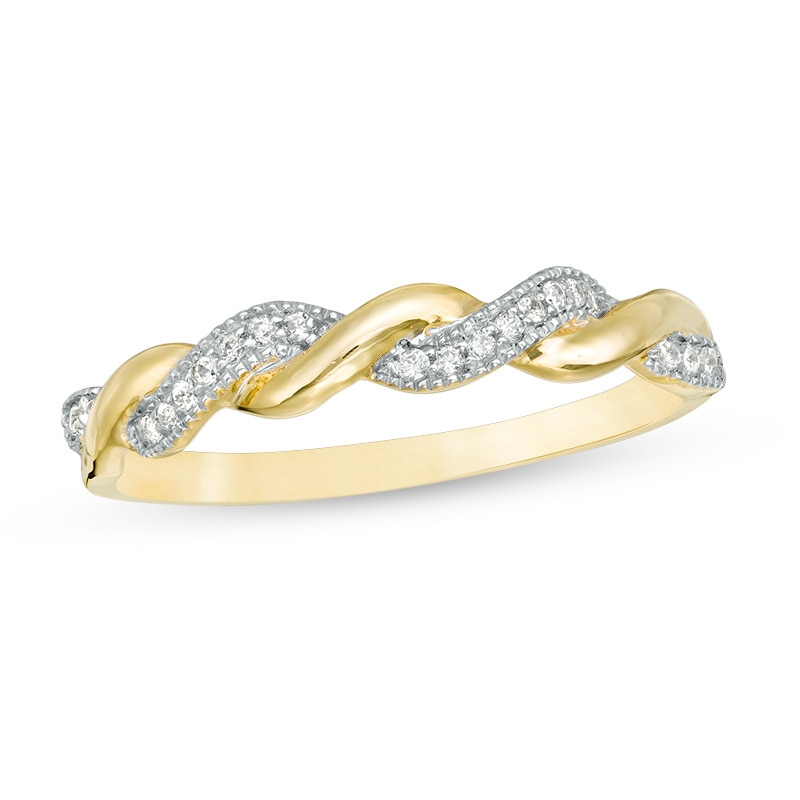 Main Image 1 of Previously Owned - 1/10 CT. T.W. Diamond Twist Vintage-Style Band in 10K Gold