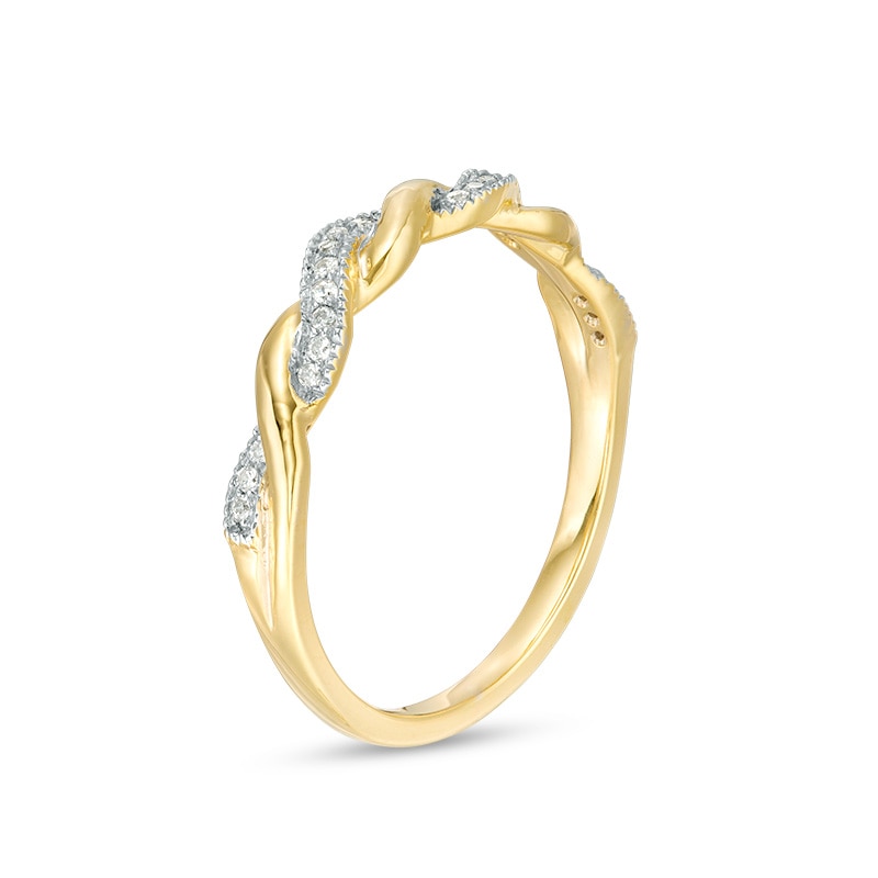 Main Image 2 of Previously Owned - 1/10 CT. T.W. Diamond Twist Vintage-Style Band in 10K Gold