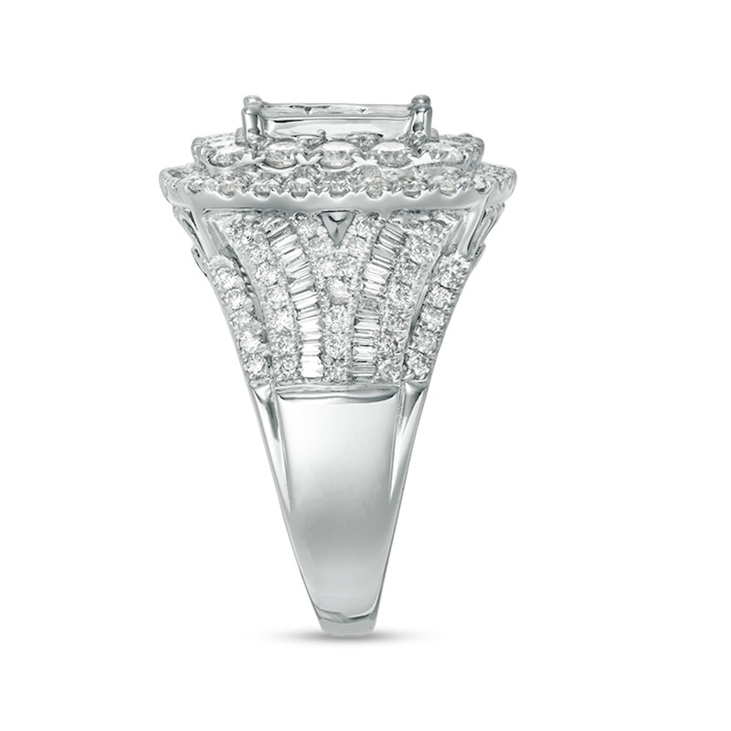 Previously Owned - 3 CT. T.W. Princess-Cut Composite Diamond Frame Multi-Row Engagement Ring in 10K White Gold