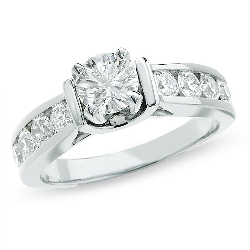 Previously Owned - Celebration Lux® 1-1/2 CT. T.W. Diamond Engagement Ring in 18K White Gold (I/SI2)