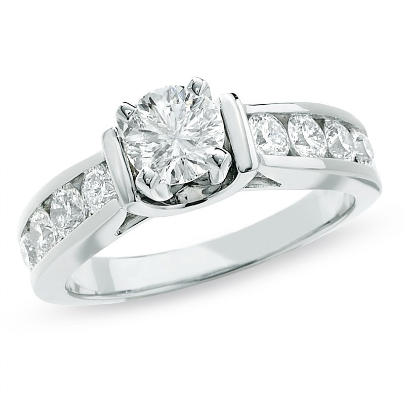 Main Image 1 of Previously Owned - Celebration Lux® 1-1/2 CT. T.W. Diamond Engagement Ring in 18K White Gold (I/SI2)