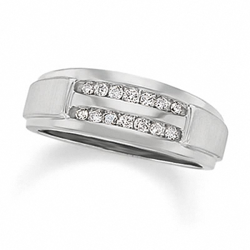 Main Image 1 of Previously Owned - 1/4 CT. T.W. Diamond Double Row Band in 10K White Gold
