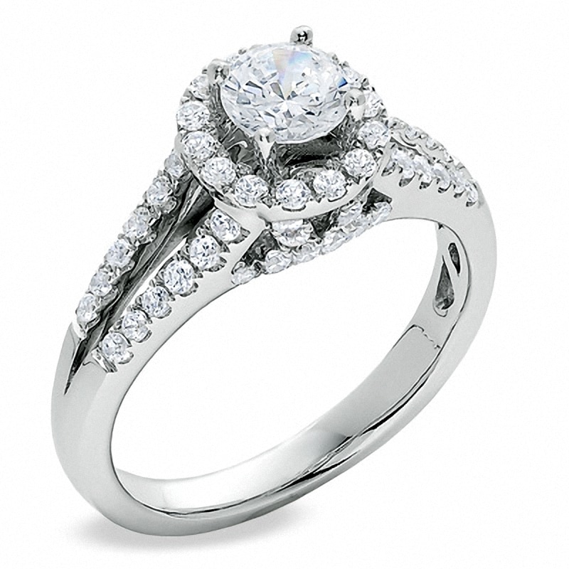 Main Image 2 of Previously Owned - 1 CT. T.W. Diamond Split Shank Engagement Ring in 14K White Gold