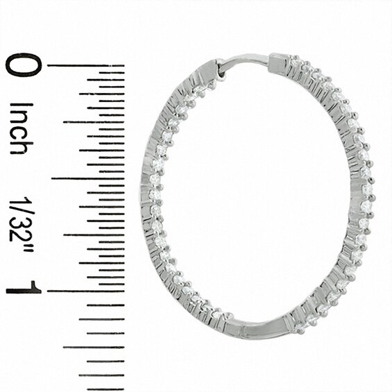 Previously Owned - 1-1/2 CT. T.W. Diamond Inside-Out Hoop Earrings in 14K White Gold Previously Owned - 1-1/2 CT. T.W. Diamond Inside-Out Hoop Earrings in 14K White Gold