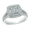 Thumbnail Image 1 of Previously Owned - 1 CT. T.W. Composite Diamond Double Frame Engagement Ring in 14K White Gold