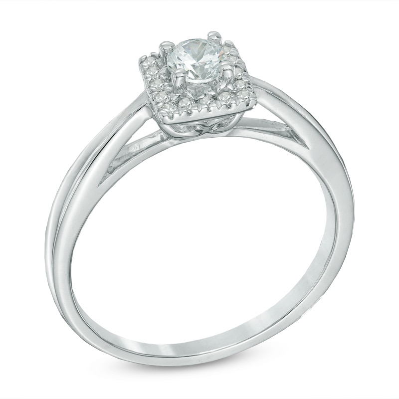 Previously Owned - 1/3 CT. T.W. Diamond Square Frame Engagement Ring in 10K White Gold