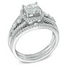 Thumbnail Image 2 of Previously Owned - 1 CT. T.W. Princess-Cut Quad Diamond Frame Bridal Set in 10K White Gold