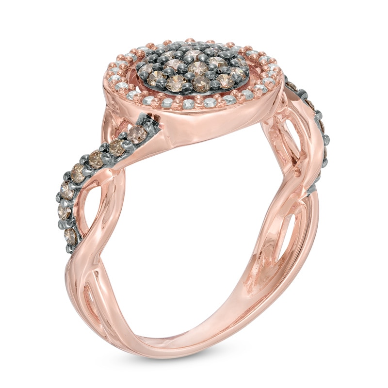 Main Image 2 of Previously Owned - 1/2 CT. T.W. Champagne and White Composite Diamond Frame Ring in 10K Rose Gold