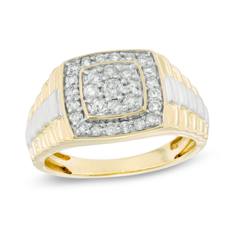 Main Image 1 of Previously Owned - 3/4 CT. T.W. Diamond Square Anniversary Ring in 10K Two-Tone Gold