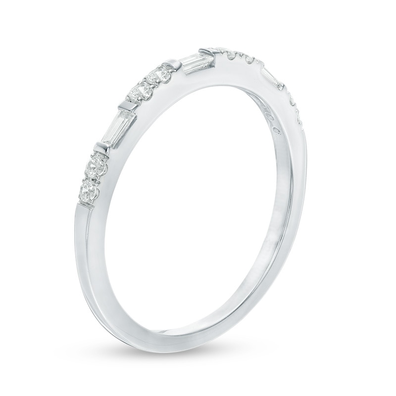 Main Image 2 of Previously Owned - 1/4 CT. T.W. Baguette and Round Diamond Anniversary Band in 14K White Gold