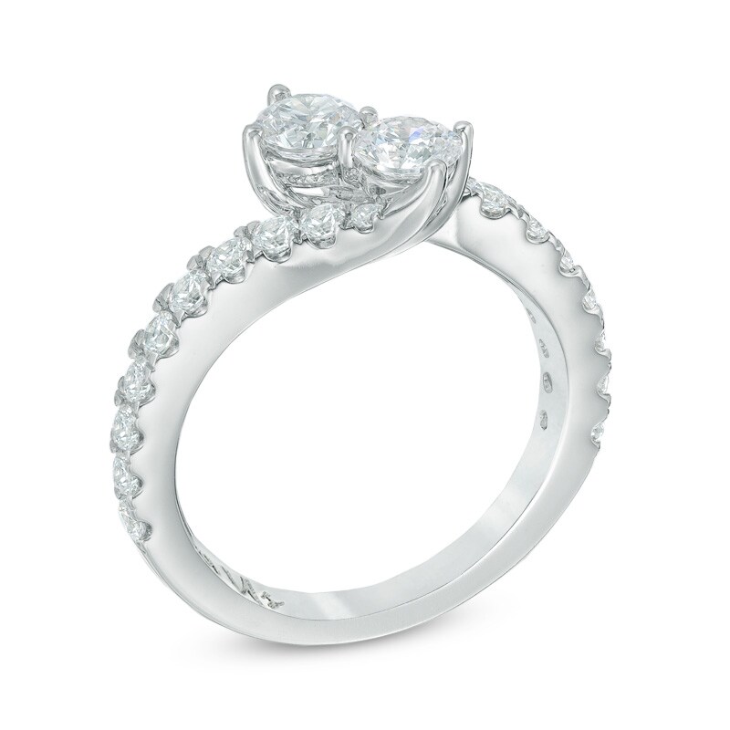 Main Image 2 of Previously Owned 1 CT. T.W. Two-Stone Diamond Bypass Anniversary Band in 14K White Gold