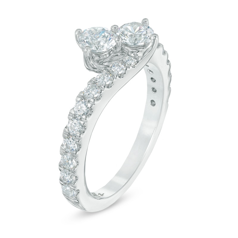 Main Image 3 of Previously Owned 1 CT. T.W. Two-Stone Diamond Bypass Anniversary Band in 14K White Gold