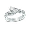 Thumbnail Image 4 of Previously Owned 1 CT. T.W. Two-Stone Diamond Bypass Anniversary Band in 14K White Gold