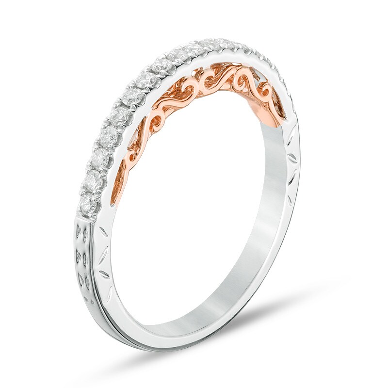 Previously Owned - Adrianna Papell 1/4 CT. T.W. Diamond Vintage-Style Band in 14K Two-Tone Gold (I/I1)