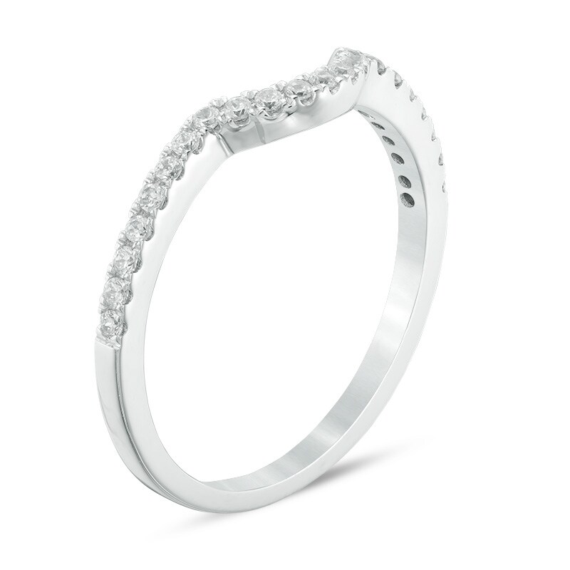 Previously Owned - Adrianna Papell 1/6 CT. T.W. Diamond Contour Wedding Band in 14K White Gold (I/I1)