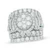 Thumbnail Image 1 of Previously Owned - 6 CT. T.W. Composite Diamond Frame Collared Three Piece Bridal Set in 14K White Gold