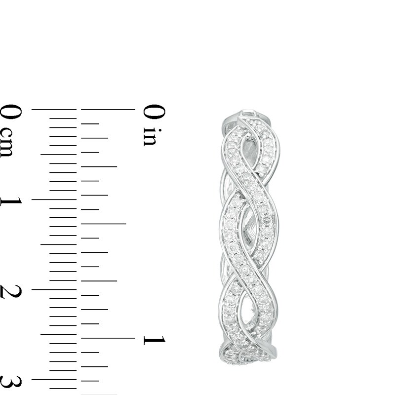 Main Image 2 of Previously Owned - 1/2 CT. T.W. Diamond Braided Hoop Earrings in 10K White Gold