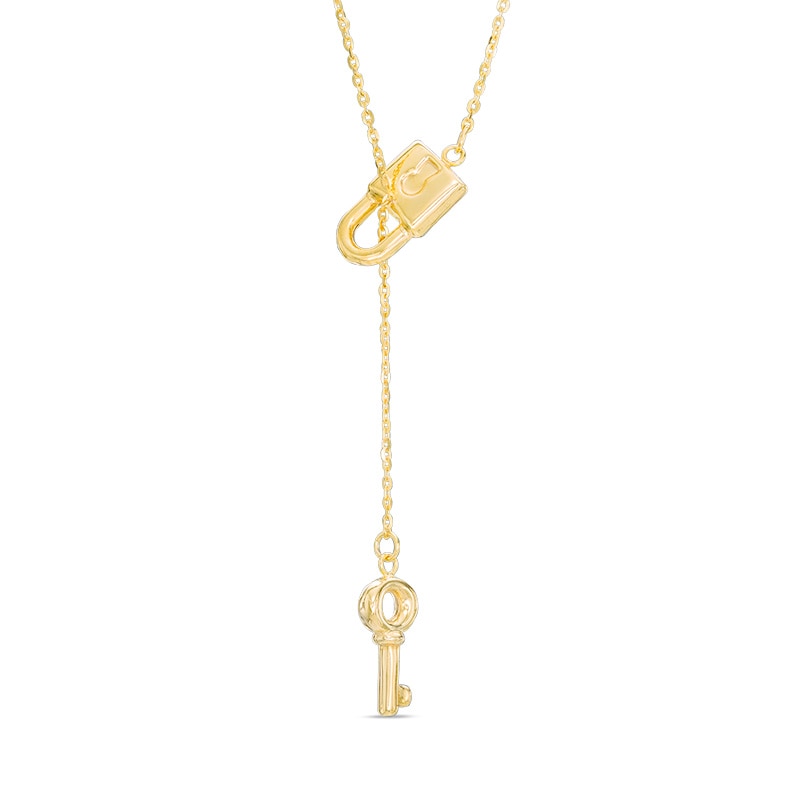 Main Image 1 of Previously Owned - Lock and Key Lariat Necklace in 10K Gold