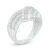 Thumbnail Image 1 of Previously Owned - 1 CT. T.W. Baguette and Round Diamond Chevron Ring in 10K White Gold