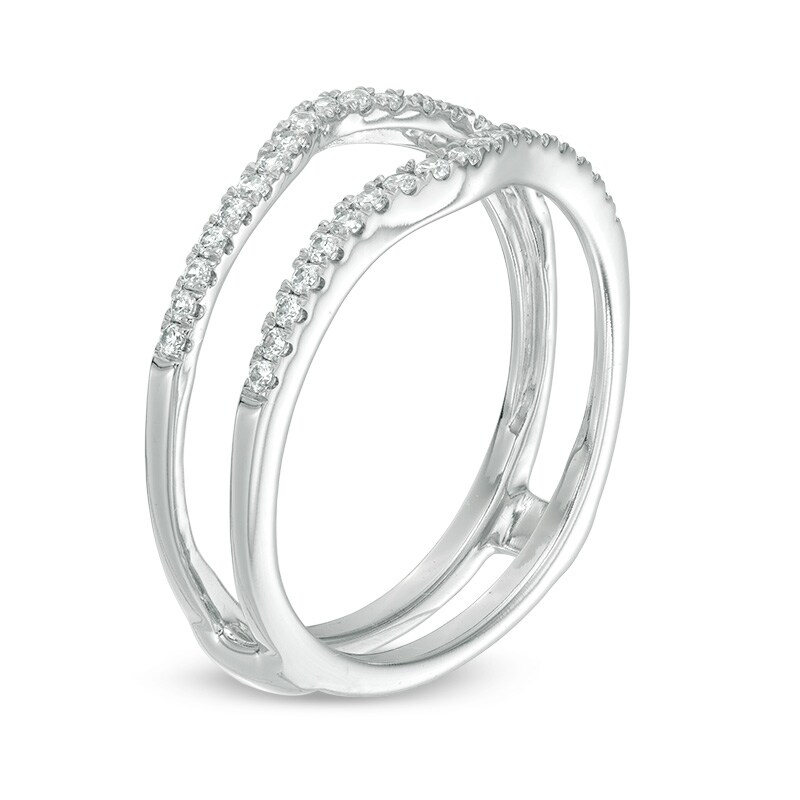 Main Image 2 of Previously Owned - 1/4 CT. T.W. Diamond Contour Ribbon Solitaire Enhancer in 14K White Gold
