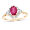 Thumbnail Image 0 of Previously Owned - Oval Ruby and 1/6 CT. T.W. Diamond Frame Tri-Sides Ring in 10K Gold