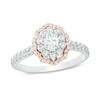 Thumbnail Image 1 of Previously Owned - 3/4 CT. T.W. Oval Diamond Double Scallop Frame Engagement Ring in 14K Two-Tone Gold