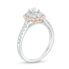 Thumbnail Image 2 of Previously Owned - 3/4 CT. T.W. Oval Diamond Double Scallop Frame Engagement Ring in 14K Two-Tone Gold