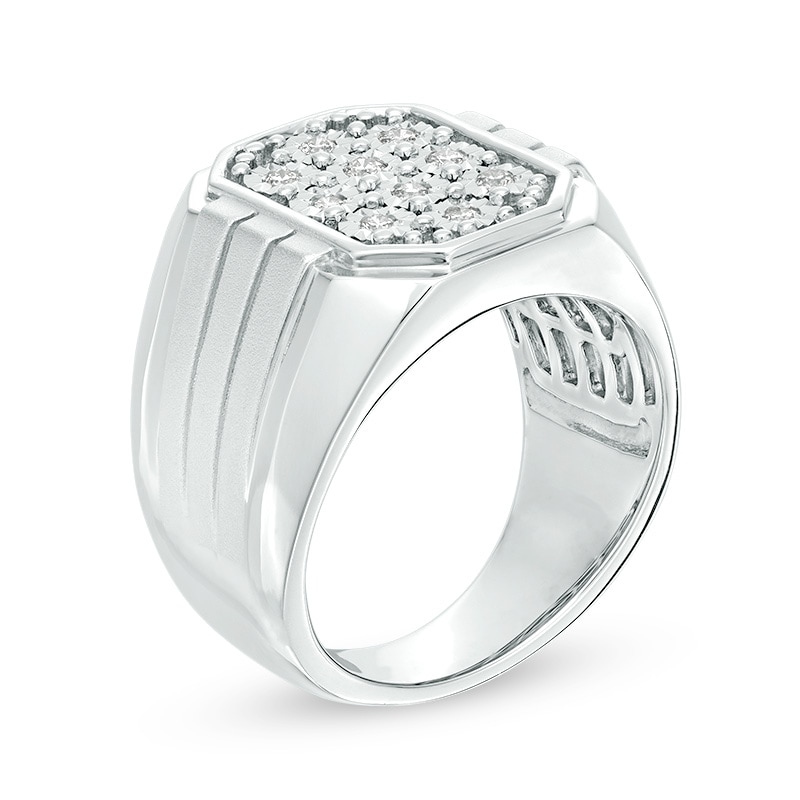 Main Image 2 of Previously Owned - Men's 1/4 CT. T.W. Composite Diamond Signet Ring in Sterling Silver