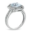 Thumbnail Image 2 of Previously Owned - 8.0mm Cushion-Cut Aquamarine and 1/4 CT. T.W. Diamond Frame Ring in Sterling Silver