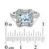 Thumbnail Image 3 of Previously Owned - 8.0mm Cushion-Cut Aquamarine and 1/4 CT. T.W. Diamond Frame Ring in Sterling Silver
