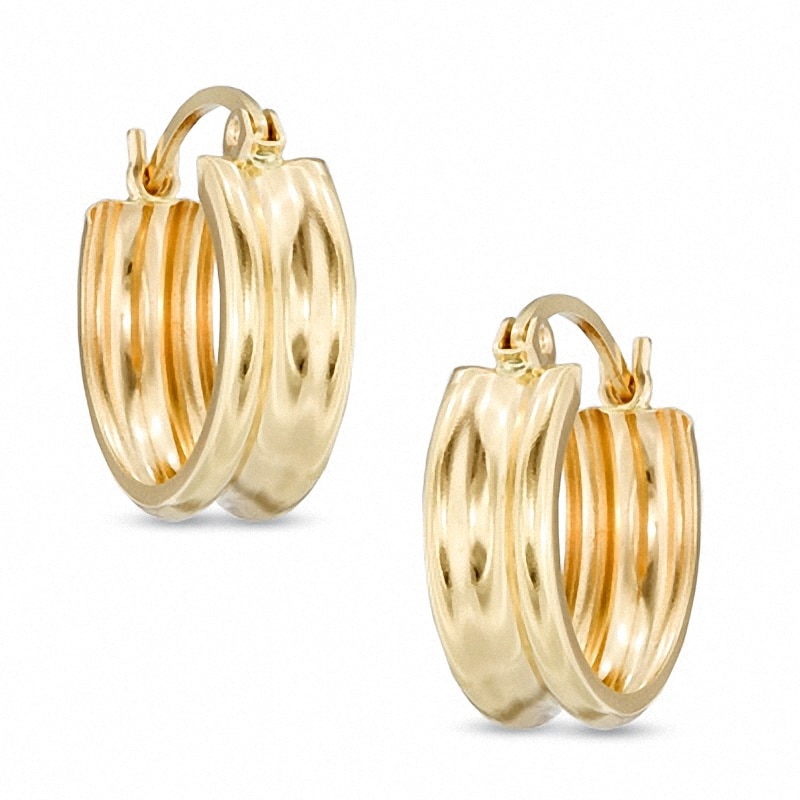 Previously Owned - 15.0mm Polished Ribbed Hoop Earrings in 14K Gold