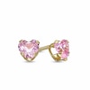 Thumbnail Image 0 of Previously Owned - Child's 4.0mm Heart-Shaped Pink Crystal Stud Earrings in 14K Gold