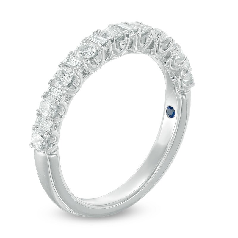 Previously Owned - Vera Wang Love Collection 5/8 CT. T.W. Baguette and Round Diamond Wedding Band in 14K White Gold