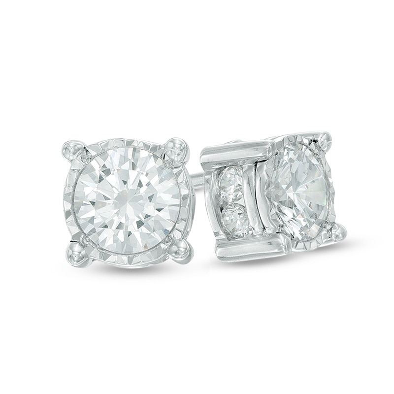 Previously Owned - 1-1/2 CT. T.W. Diamond Stud Earrings in 10K White Gold