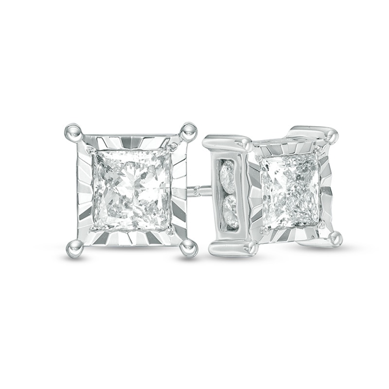Previously Owned - 2 CT. T.W. Princess-Cut Diamond Stud Earrings in 10K White Gold