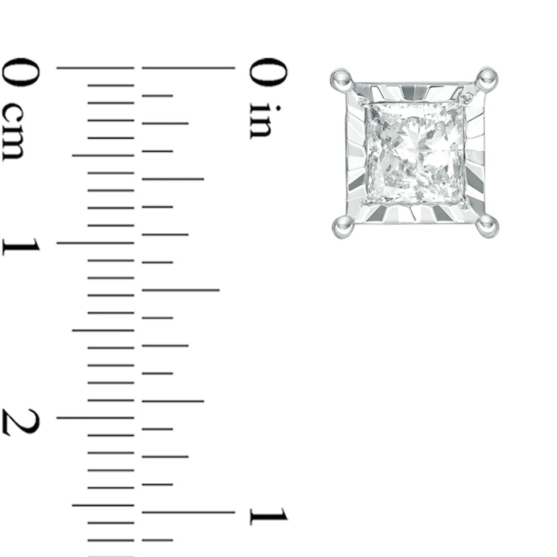 Previously Owned - 2 CT. T.W. Princess-Cut Diamond Stud Earrings in 10K White Gold
