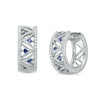 Thumbnail Image 0 of Previously Owned - Vera Wang Love Collection 1/4 CT. T.W. Diamond and Blue Sapphire Hoop Earrings in 14K White Gold