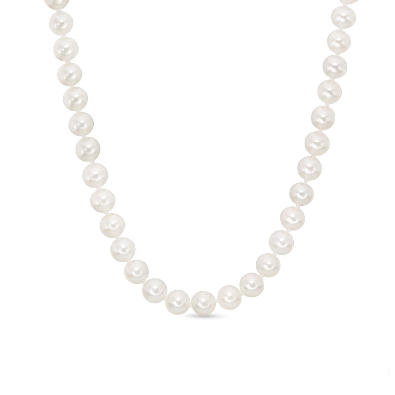 Main Image 1 of Previously Owned-Vera Wang Love Collection 6.5-7.0mm Freshwater Cultured Pearl 1/15 CT. T.W. Diamond Necklace