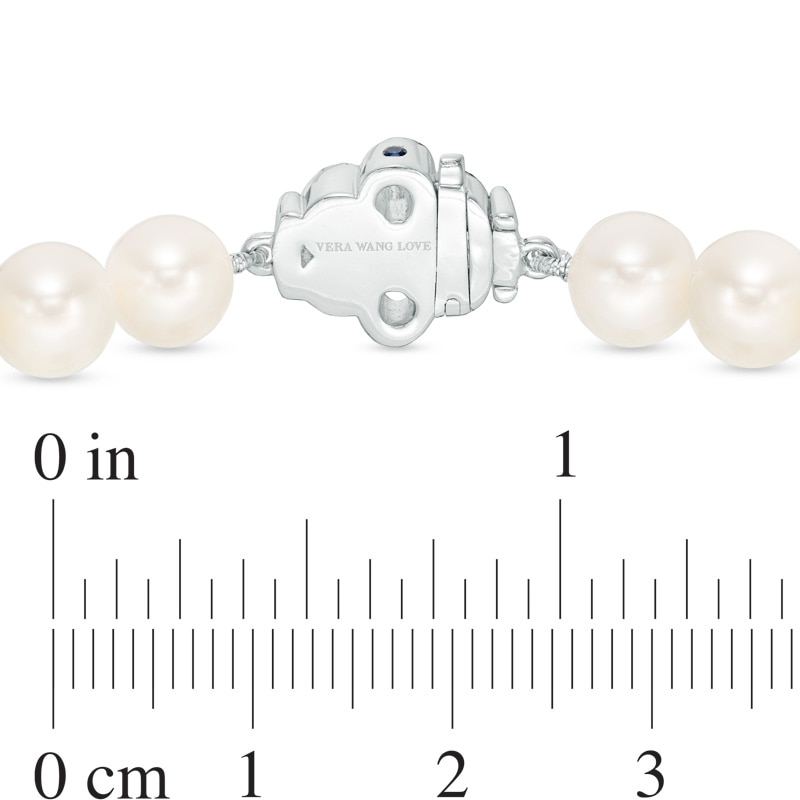 Main Image 4 of Previously Owned-Vera Wang Love Collection 6.5-7.0mm Freshwater Cultured Pearl 1/15 CT. T.W. Diamond Necklace