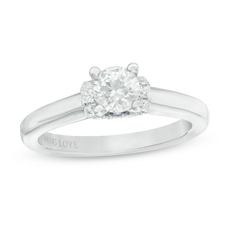 Previously Owned - Vera Wang Love Collection 5/8 CT. T.W. Diamond Solitaire Collar Engagement Ring in 14K White Gold
